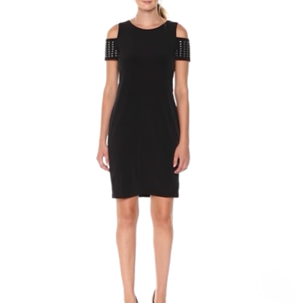 Calvin Klein Black Studded Cold Shoulder Dress - Picture 9 of 13
